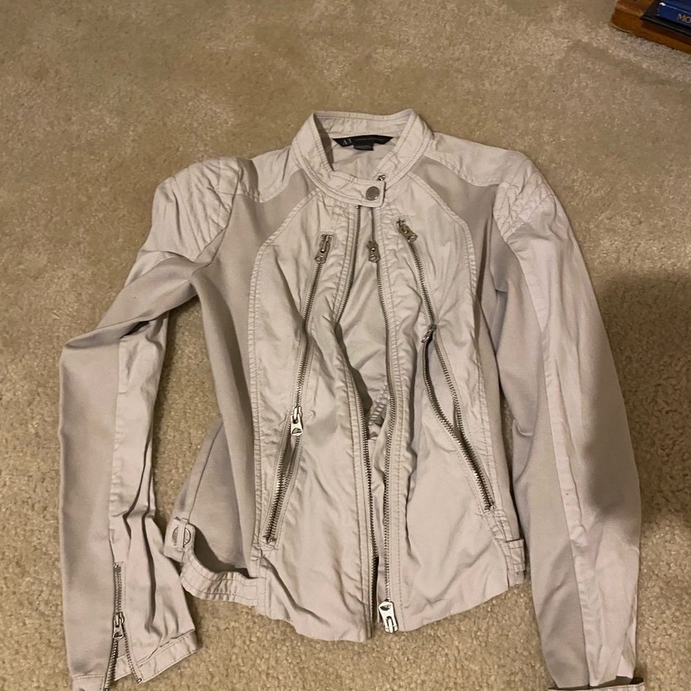 Armani Exchange Gray Silver Moto Jacket